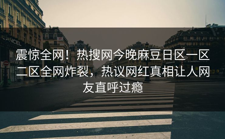 震惊全网！热搜网今晚麻豆日区一区二区全网炸裂，热议网红真相让人网友直呼过瘾