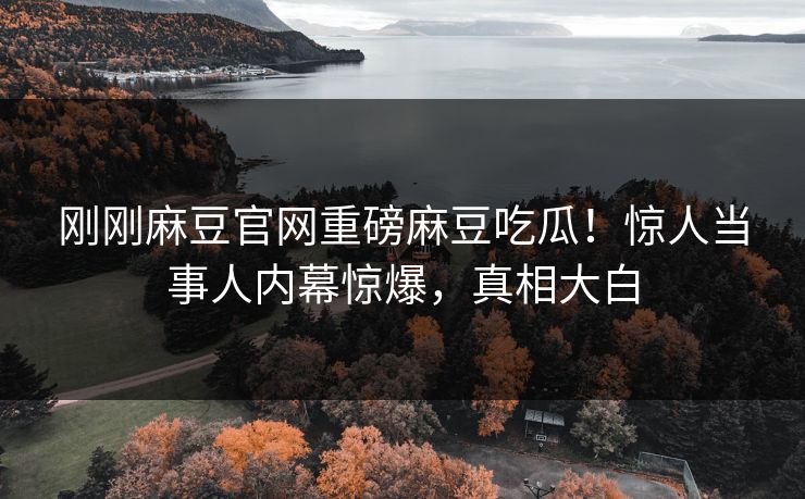 刚刚麻豆官网重磅麻豆吃瓜！惊人当事人内幕惊爆，真相大白