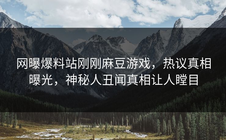 网曝爆料站刚刚麻豆游戏，热议真相曝光，神秘人丑闻真相让人瞠目