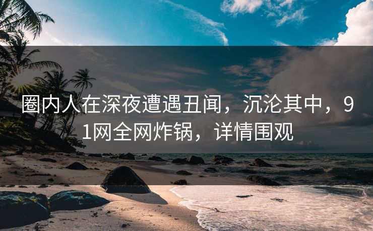 圈内人在深夜遭遇丑闻，沉沦其中，91网全网炸锅，详情围观