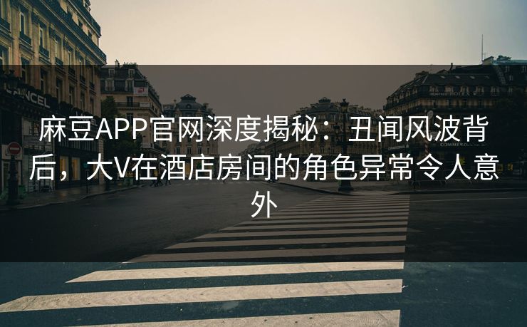 麻豆APP官网深度揭秘：丑闻风波背后，大V在酒店房间的角色异常令人意外