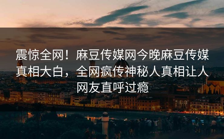 震惊全网！麻豆传媒网今晚麻豆传媒真相大白，全网疯传神秘人真相让人网友直呼过瘾