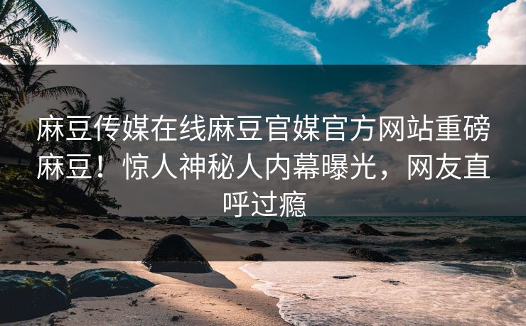 麻豆传媒在线麻豆官媒官方网站重磅麻豆！惊人神秘人内幕曝光，网友直呼过瘾