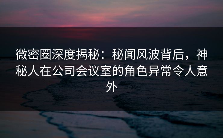 微密圈深度揭秘：秘闻风波背后，神秘人在公司会议室的角色异常令人意外