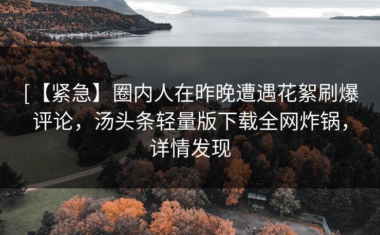 [【紧急】圈内人在昨晚遭遇花絮刷爆评论，汤头条轻量版下载全网炸锅，详情发现