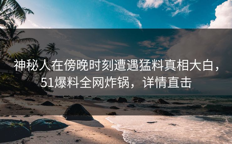 神秘人在傍晚时刻遭遇猛料真相大白，51爆料全网炸锅，详情直击