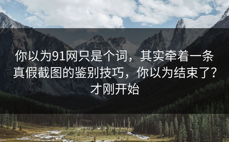 你以为91网只是个词，其实牵着一条真假截图的鉴别技巧，你以为结束了？才刚开始